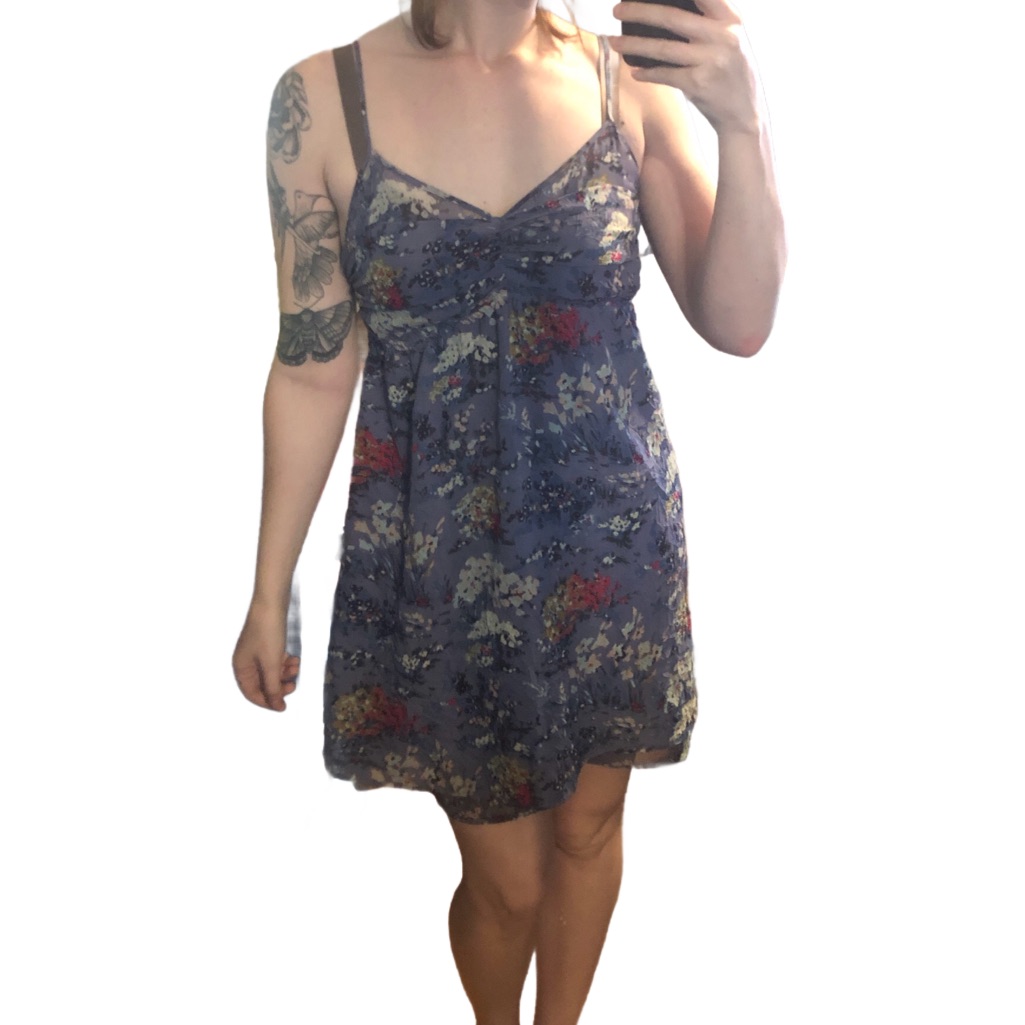 American Eagle Y2k Purple Floral Slip Midi Dress With Adjustable Straps
